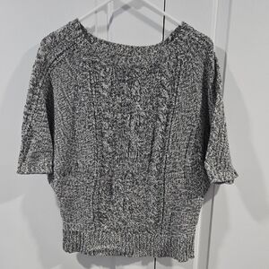 LOFT Marled Cable Knit Elbow Length Sweater